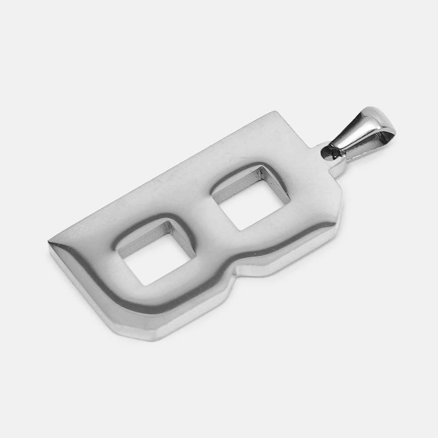 B Letter Pendant with Chain Kids Necklace - Stainless Steel