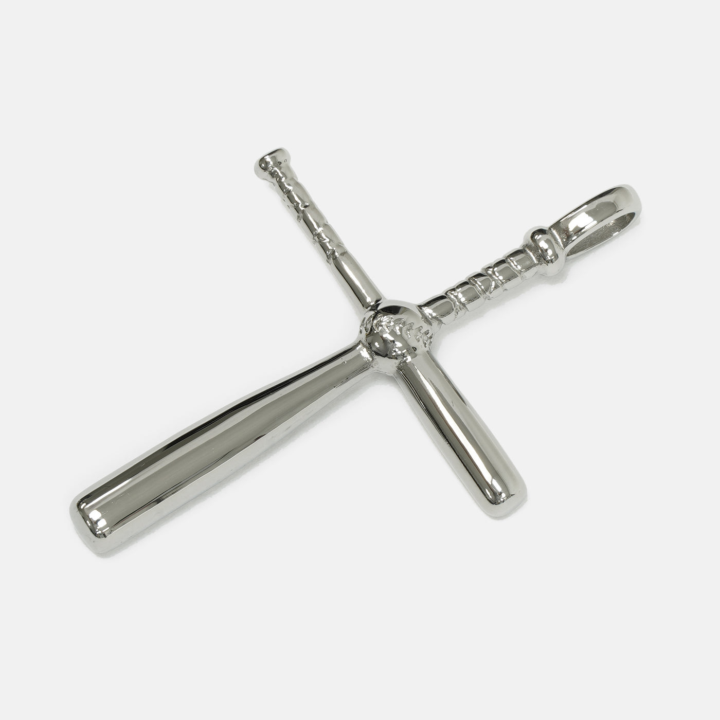 Baseball Bat Cross Pendant with Chain Necklace - Stainless Steel