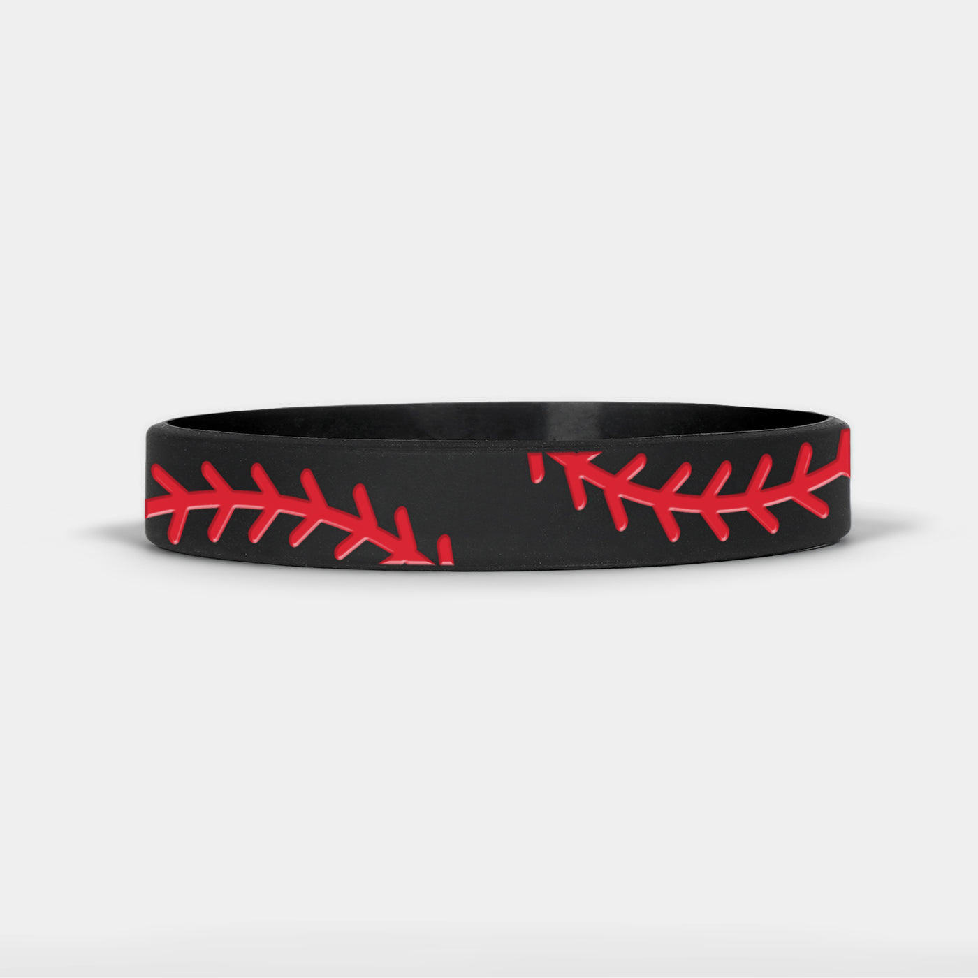 Baseball Stitches Black Motivational Wristband