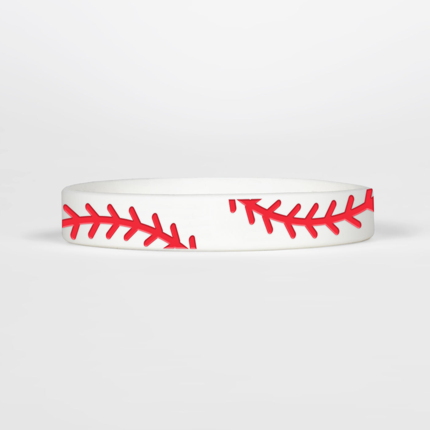 Baseball Stitches White Motivational Wristband