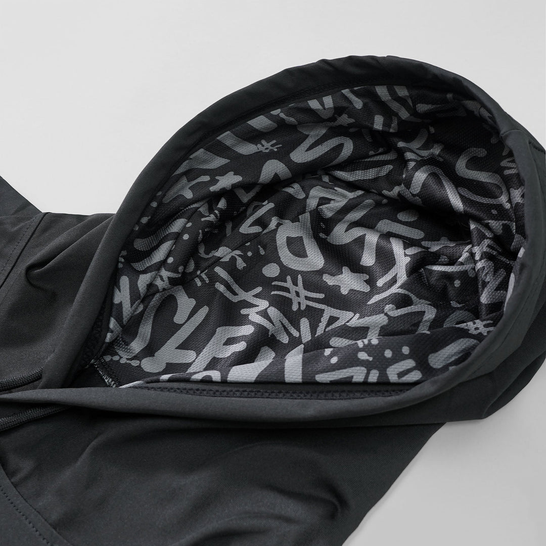 Black Sleeveless Compression Hoodie - Big