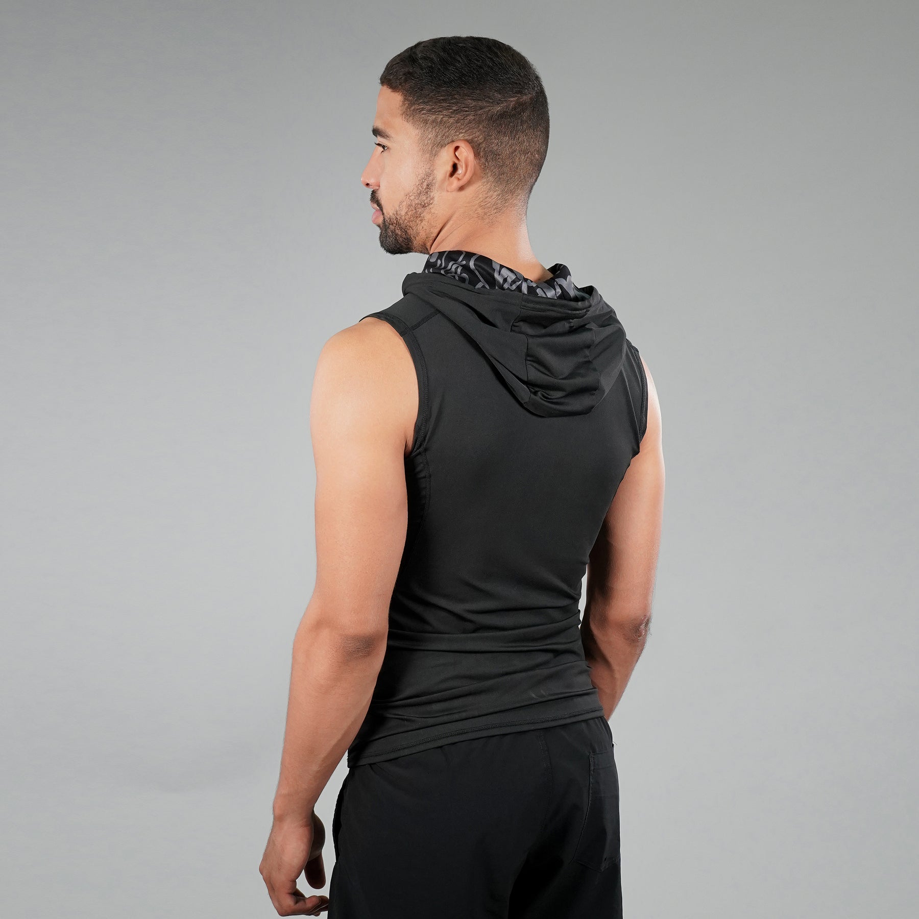 Basic Black Sleeveless Compression Hoodie SLEEFS