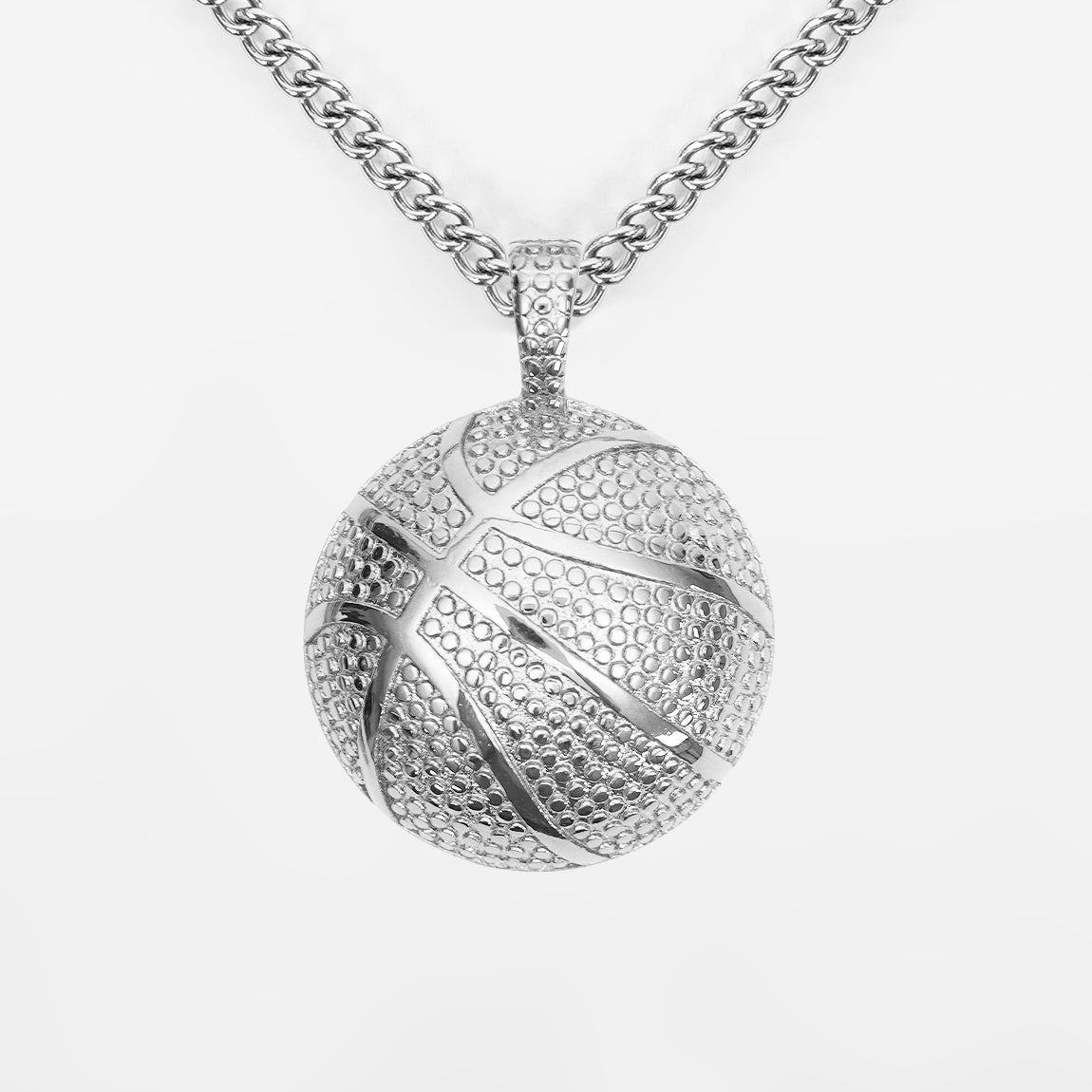 Basketball Pendant with Chain Necklace - Stainless Steel