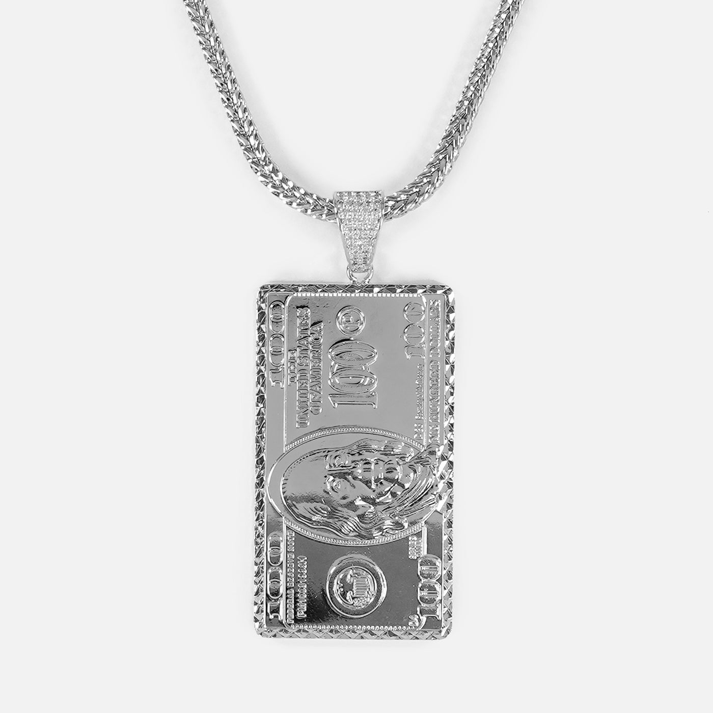 Big Money Benjamin 2" Pendant with Chain Necklace - Stainless Steel