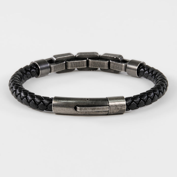 Black Box Chain Leather Bracelet