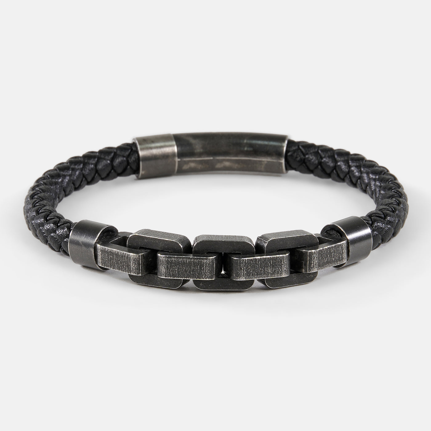 Black Box Chain Leather Bracelet