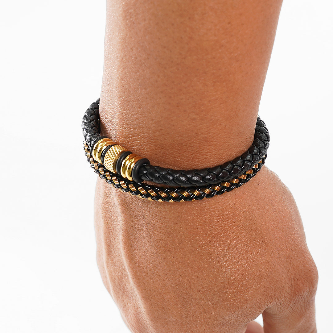 Black Gold Snake Skin Double Bracelet