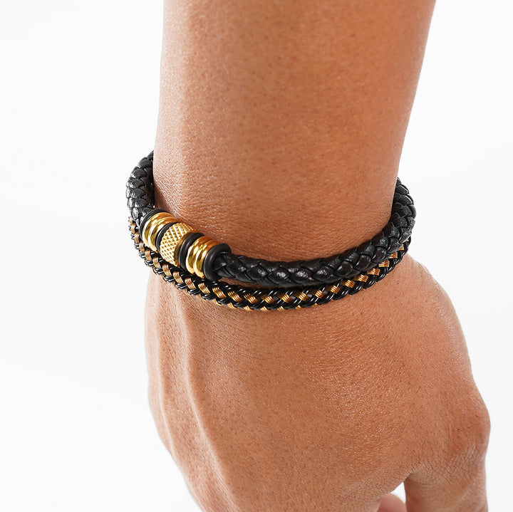 Black Gold Snake Skin Double Bracelet