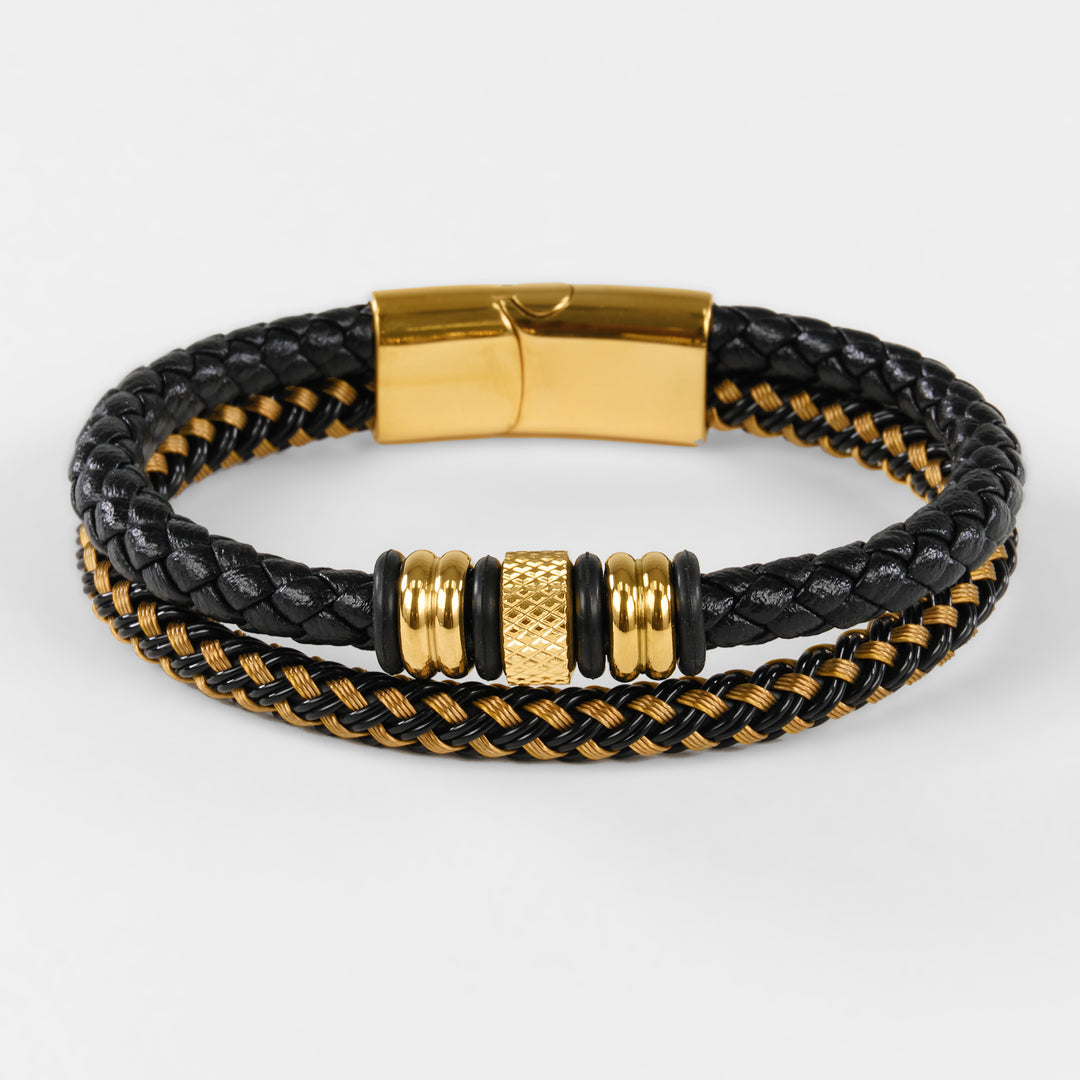 Black Gold Snake Skin Double Bracelet