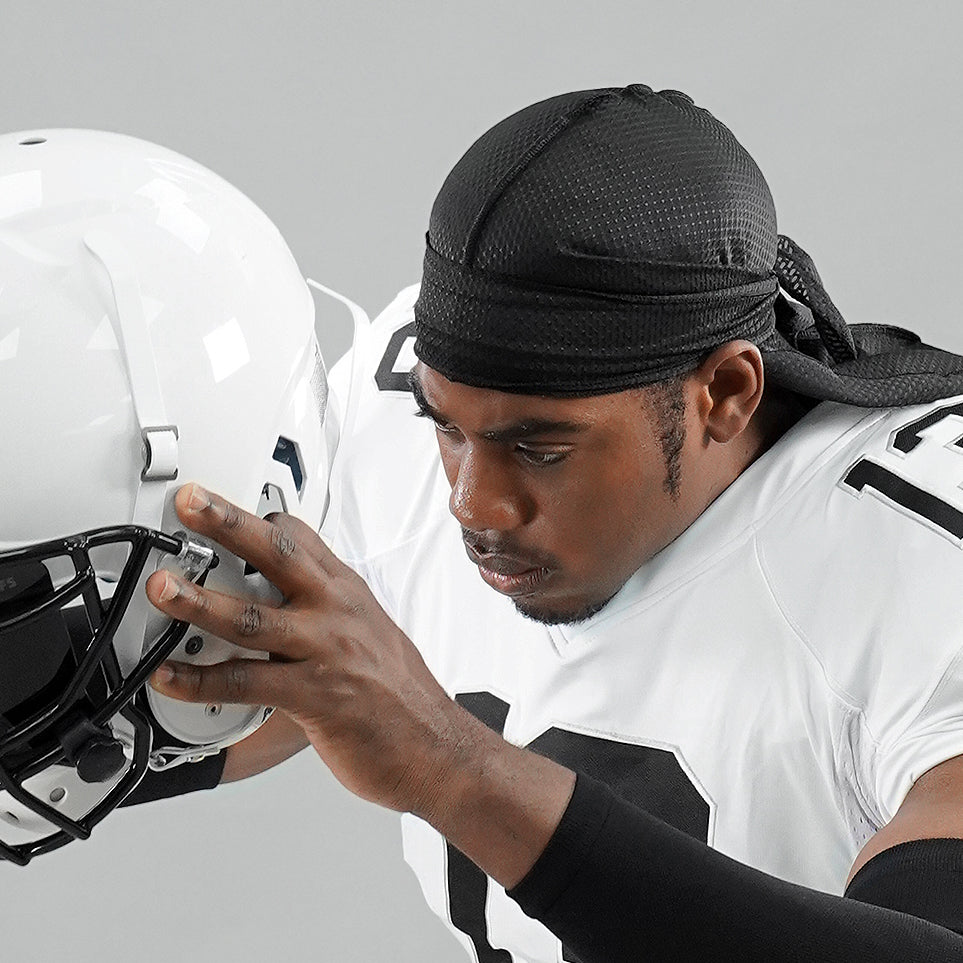 durag under football helmet Sleefs Black Pro Sports Durag