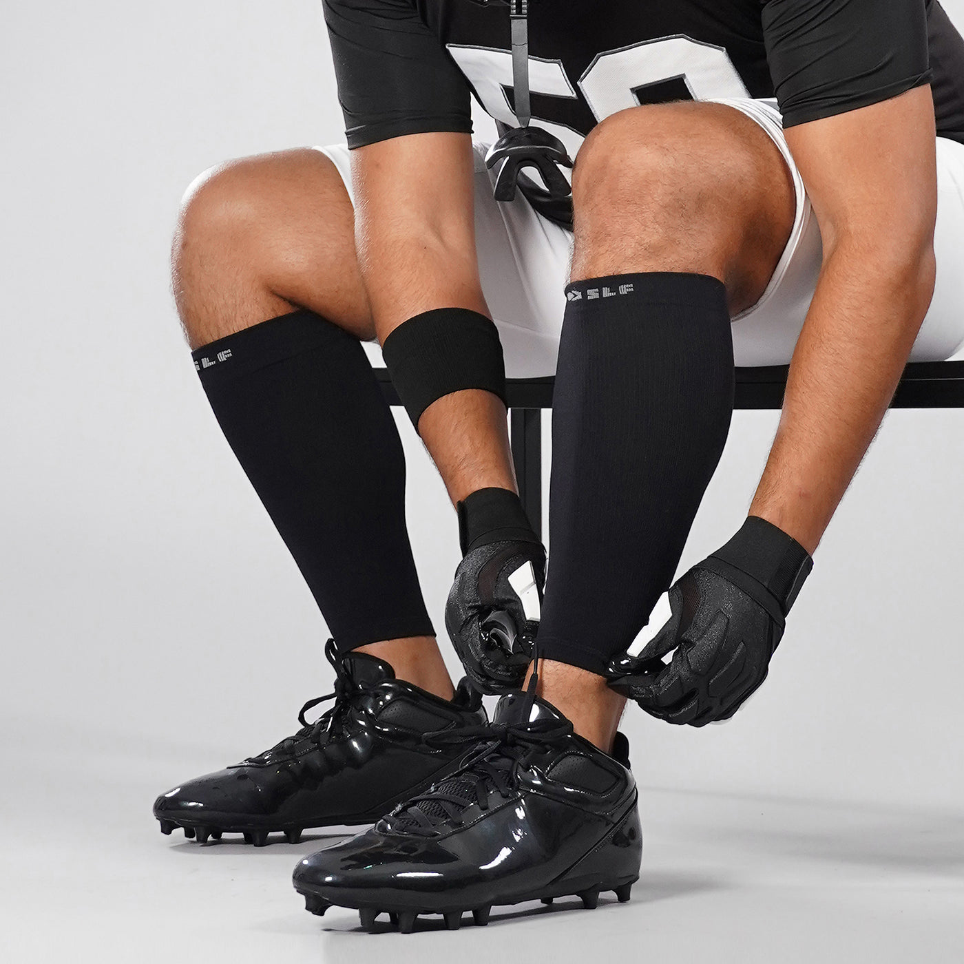 Lineman Black Knitted Compression Calf Sleeves