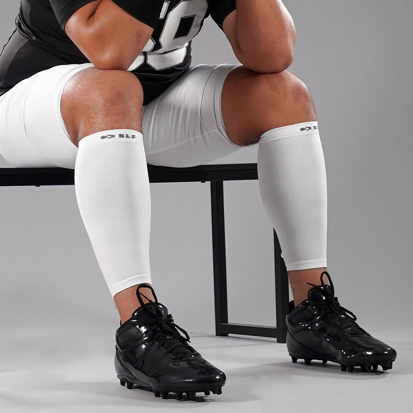 Lineman White Knitted Compression Calf Sleeves