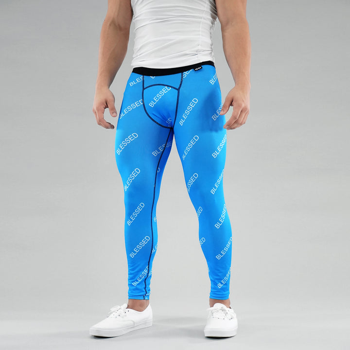 Blessed Pattern Blue Tights for Men
