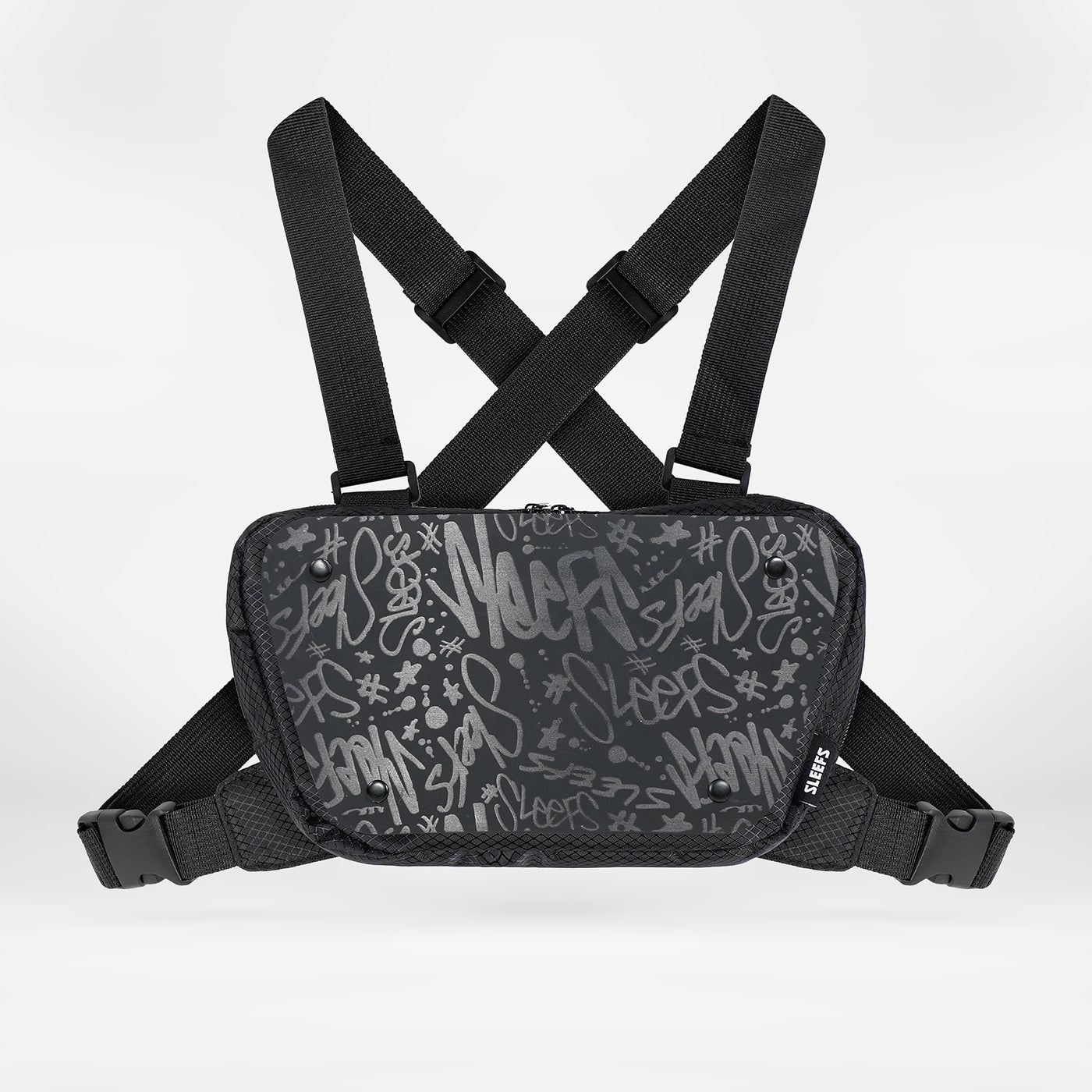 Graffiti Black Chest Pack with hard shell (back plate)