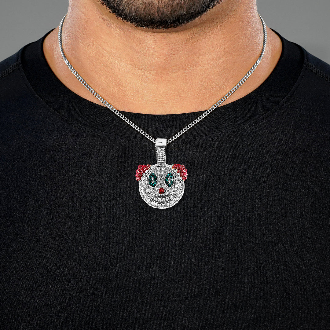 Clown 1½" Pendant with Chain Necklace - Stainless Steel