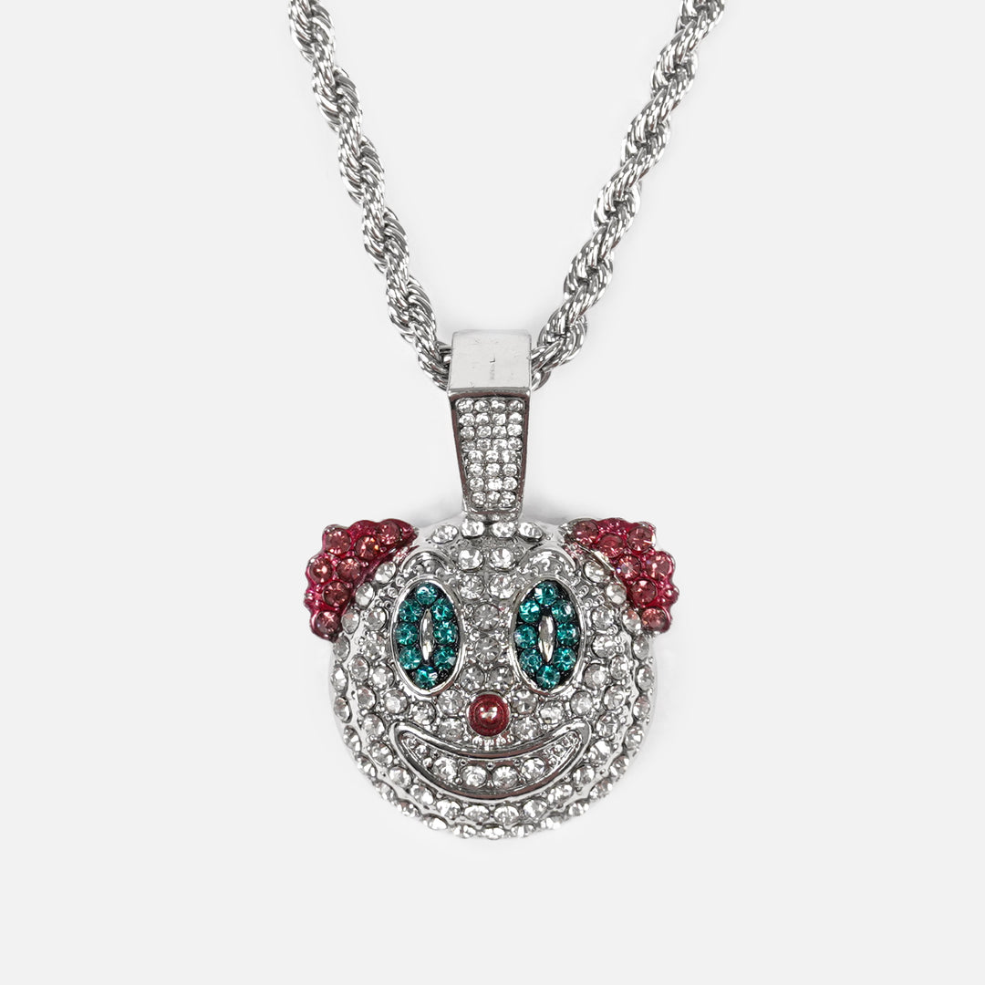 Clown 1½" Pendant with Chain Necklace - Stainless Steel