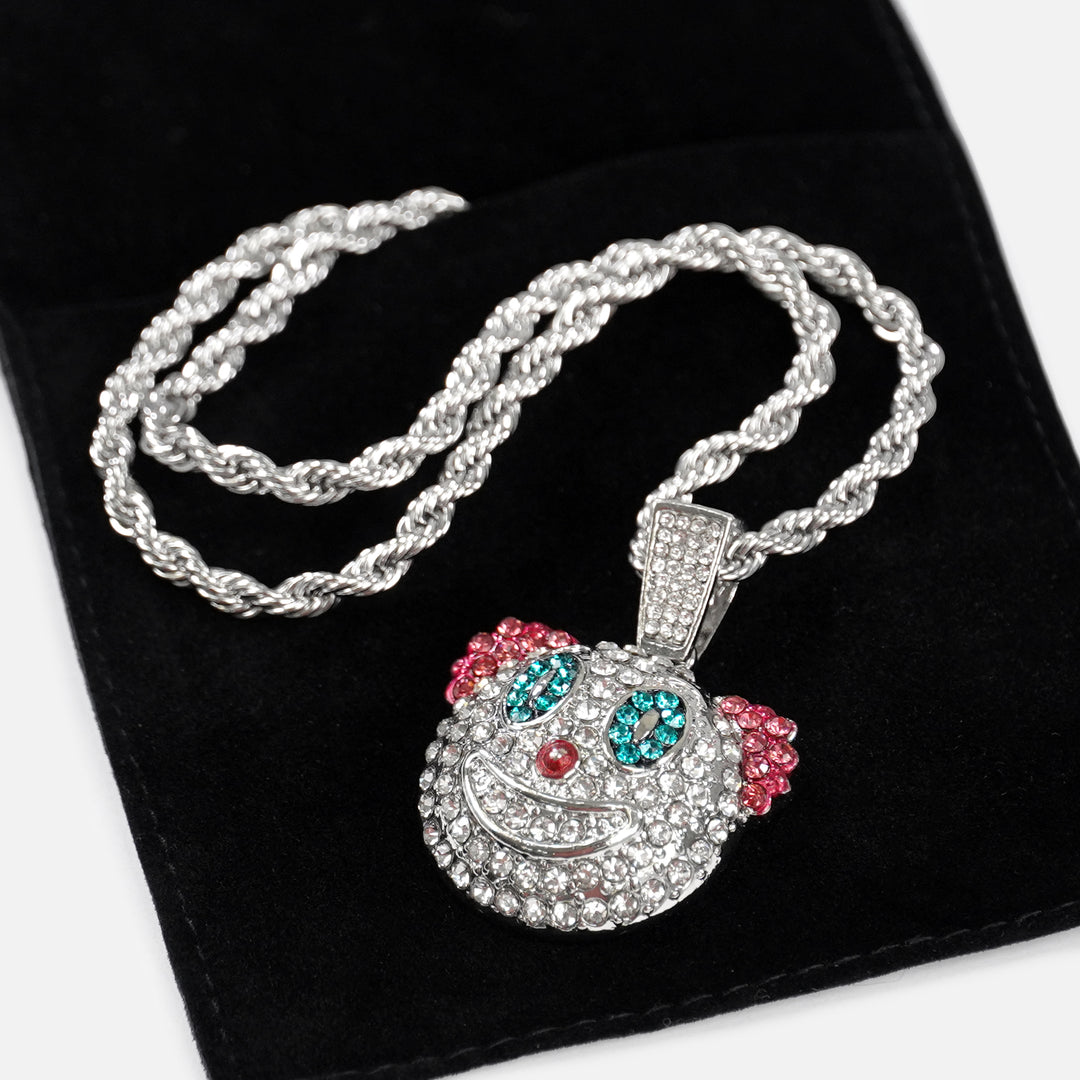 Clown 1½" Pendant with Chain Necklace - Stainless Steel