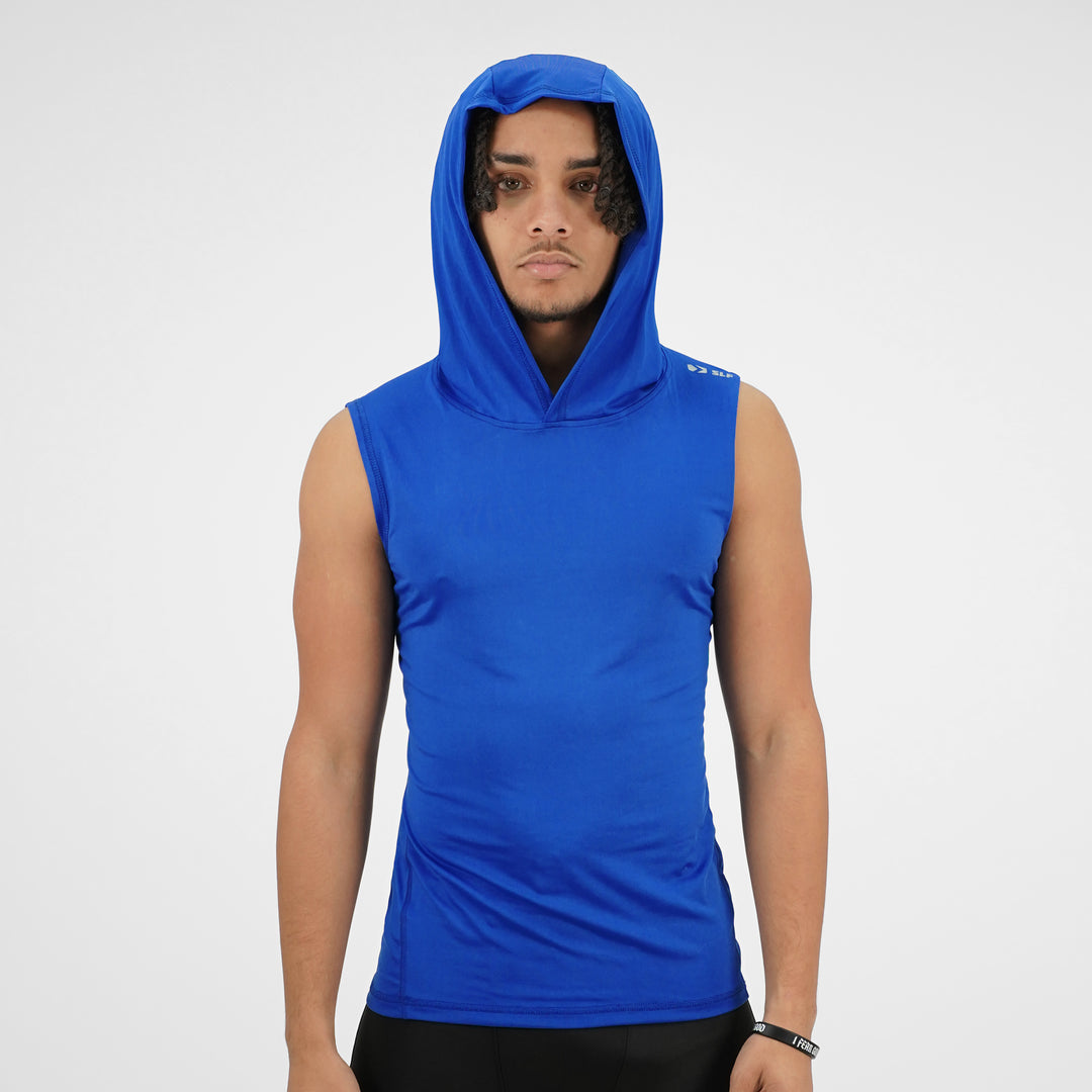 Cobalt Blue Sleeveless Compression Hoodie