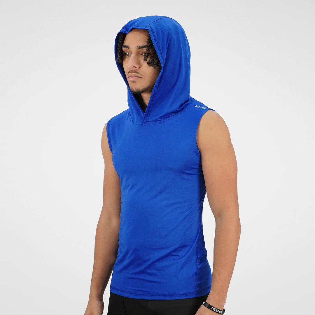 Cobalt Blue Sleeveless Compression Hoodie