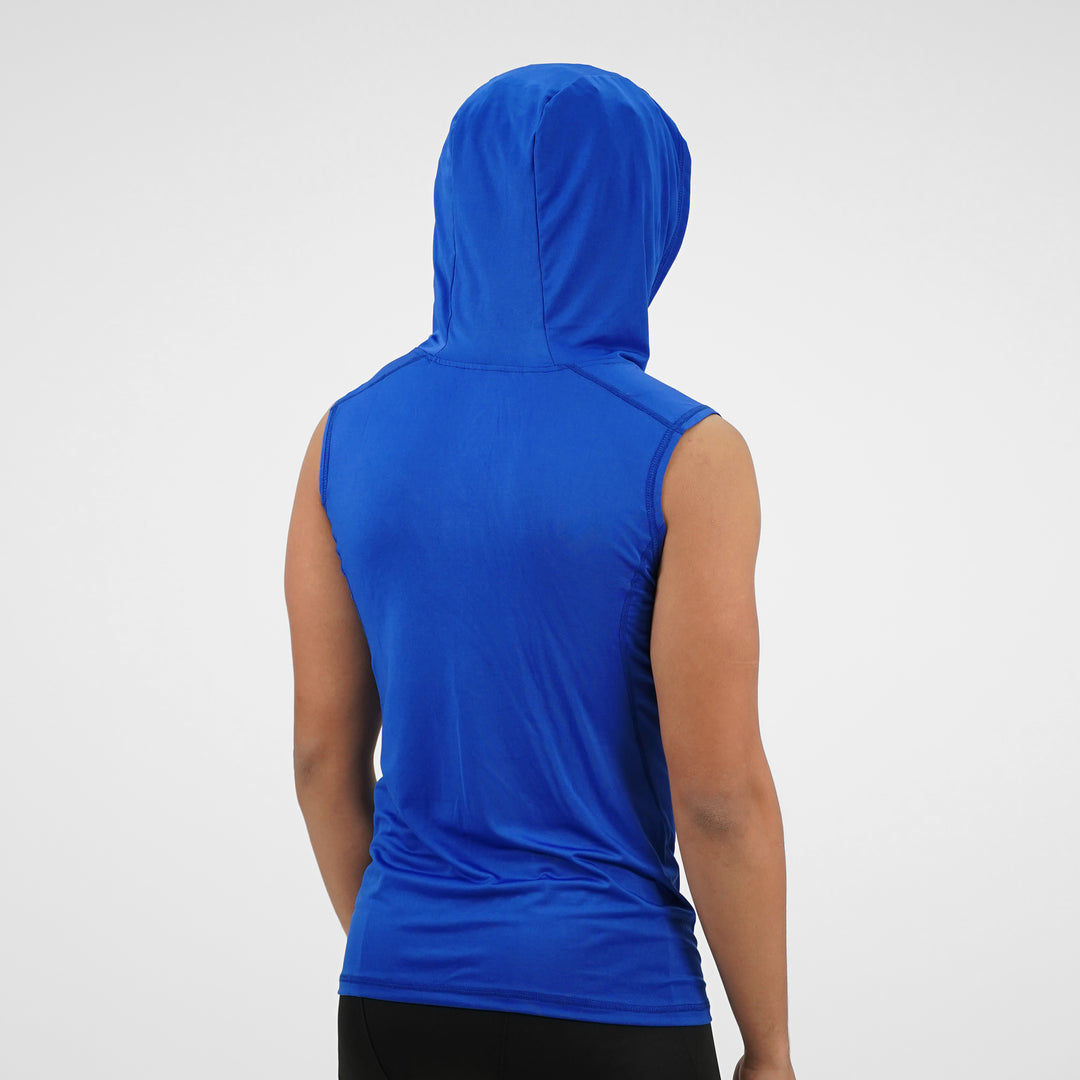 Cobalt Blue Sleeveless Compression Hoodie