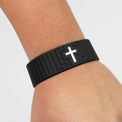 Faith Cross Black 1 Inch Wristband