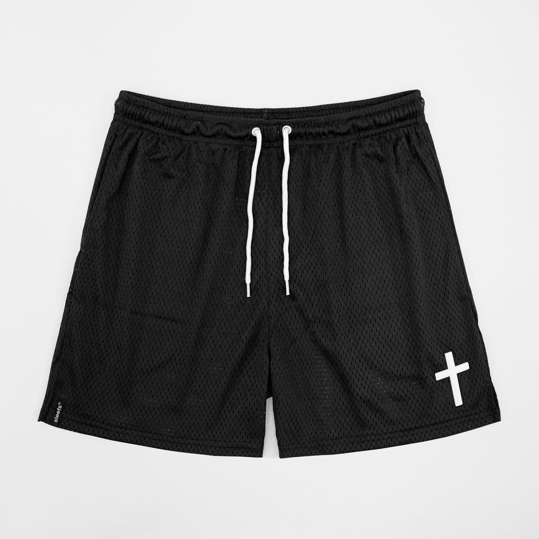 Faith Cross Black Shorts - 7"