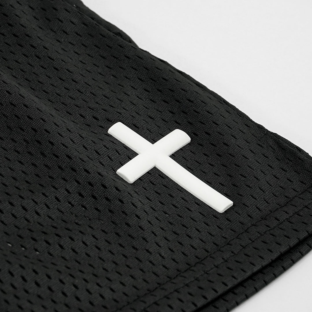 Faith Cross Black Shorts - 7"