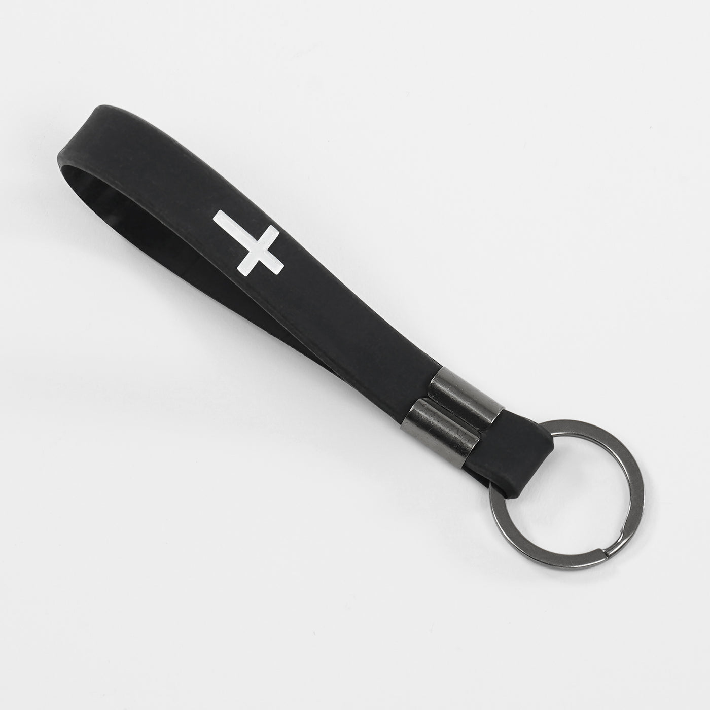 Faith Cross Black Silicone Keychain