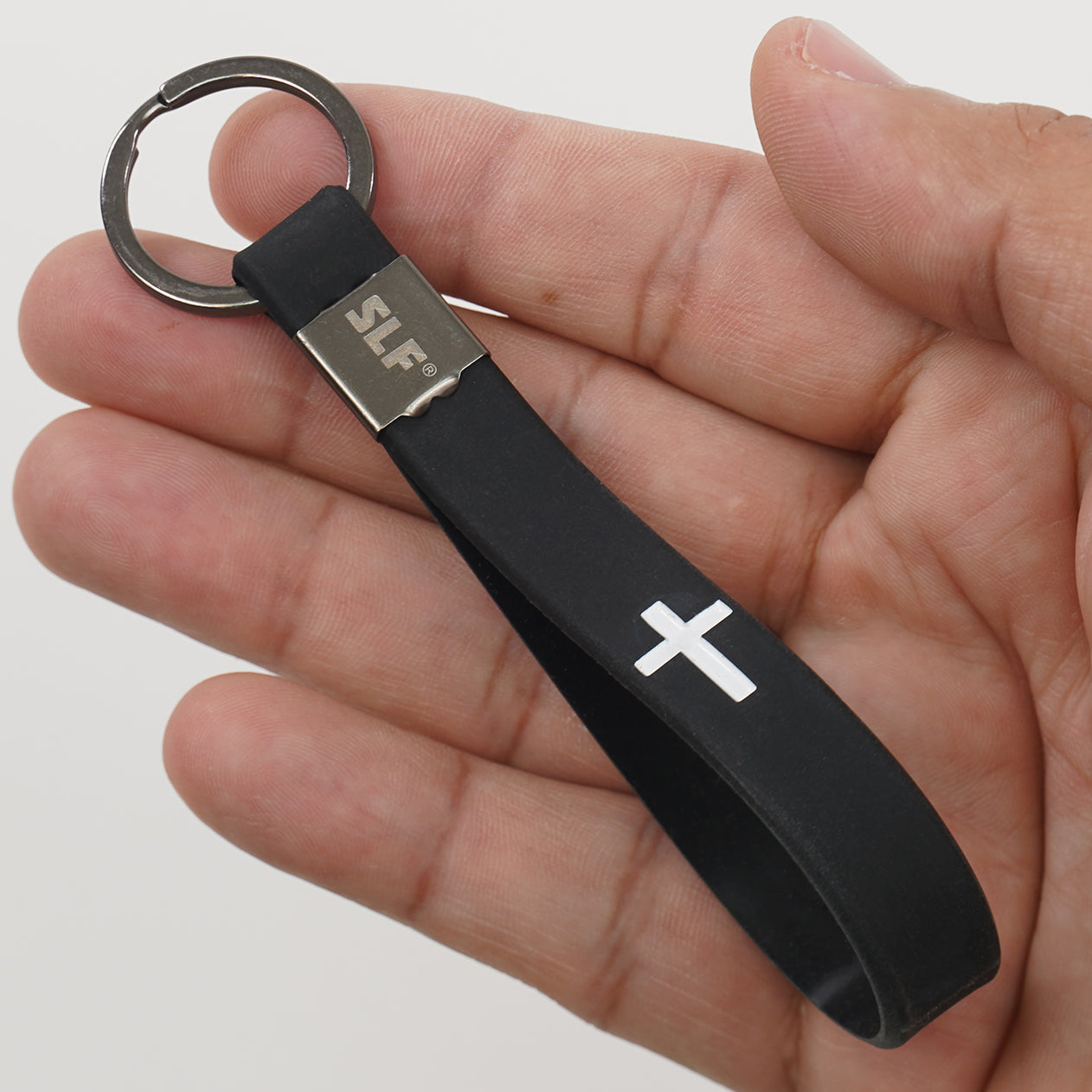 Faith Cross Black Silicone Keychain