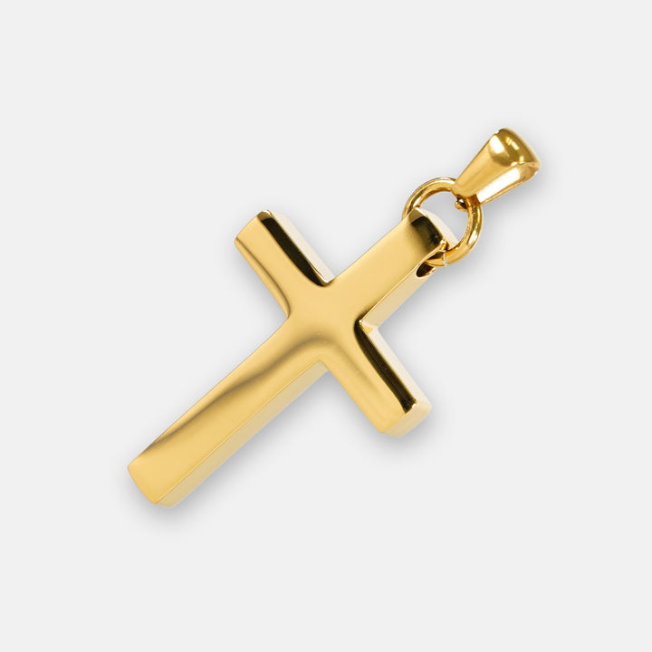 Faith Cross Pendant with Chain Necklace - Gold Plated Stainless Steel