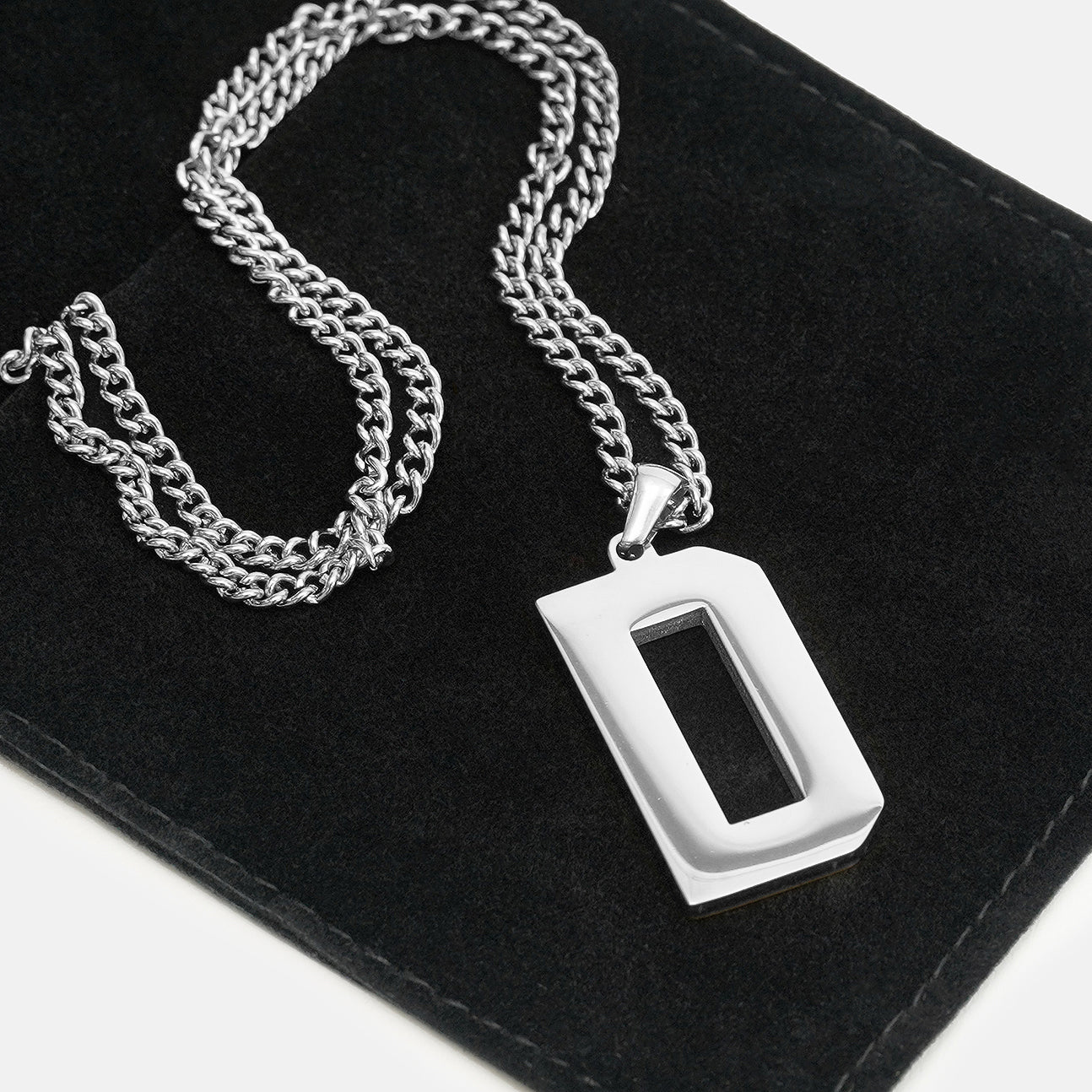 D Letter Pendant with Chain Kids Necklace - Stainless Steel