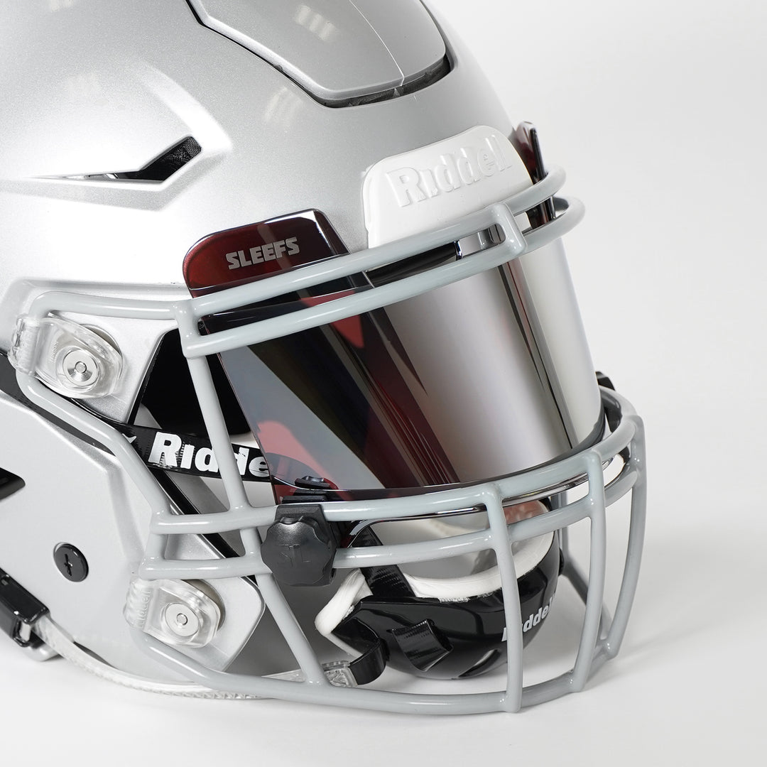 Carmine Red Machine Silver Helmet Eye-Shield Visor
