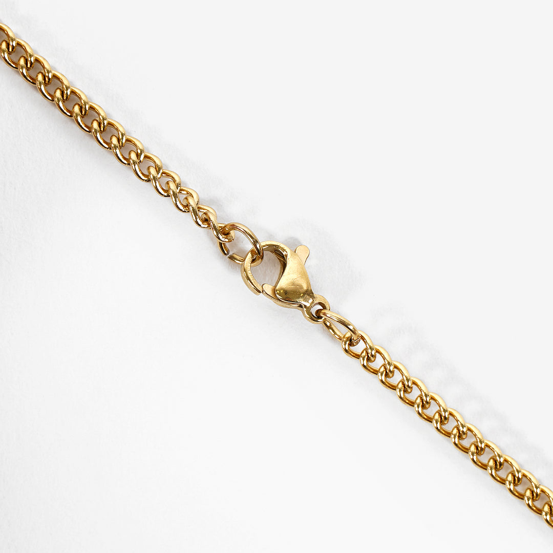 12 Number Pendant with Chain Necklace - Gold Plated Stainless Steel