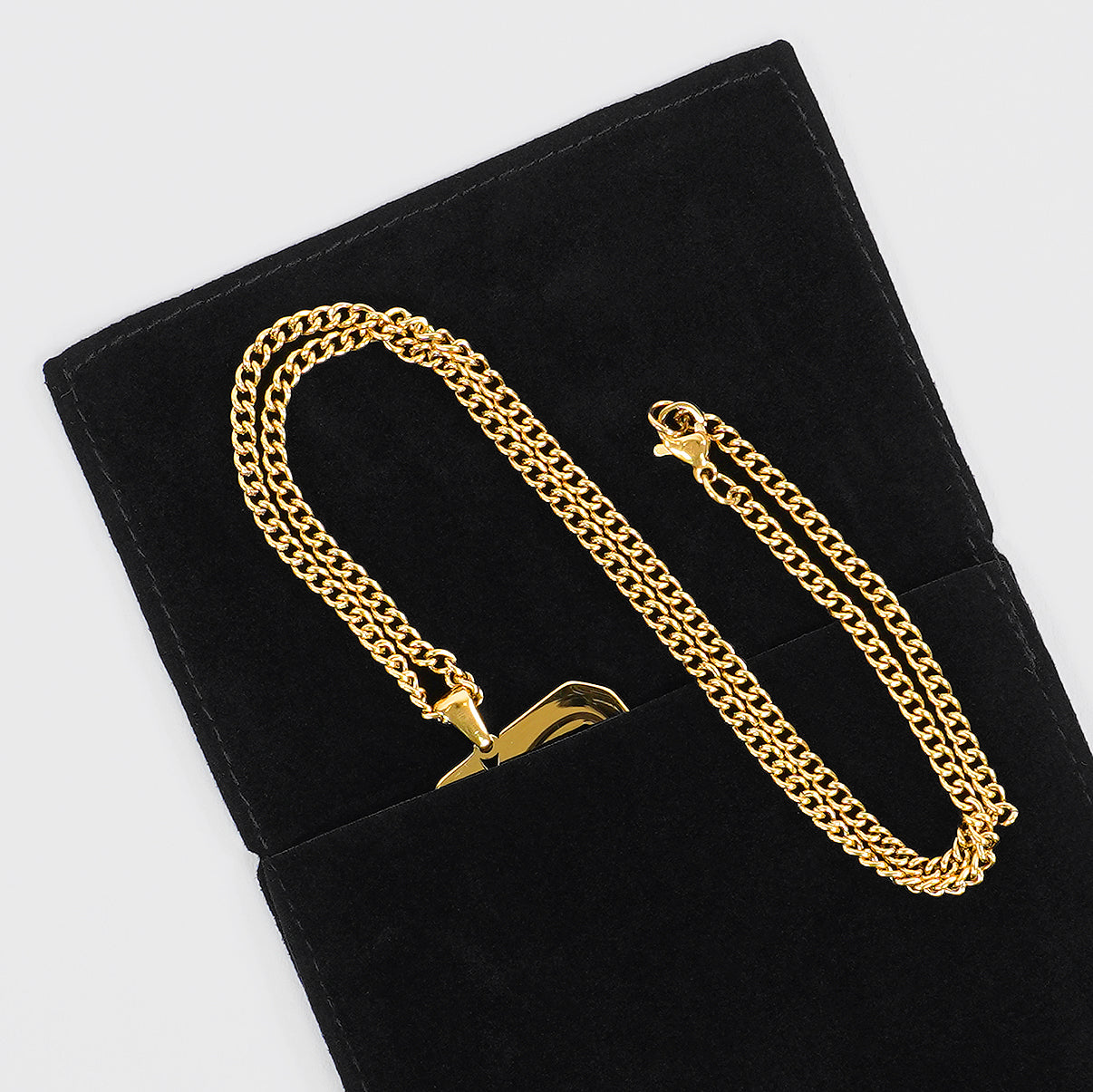 4 Number Pendant with Chain Necklace - Gold Plated Stainless Steel