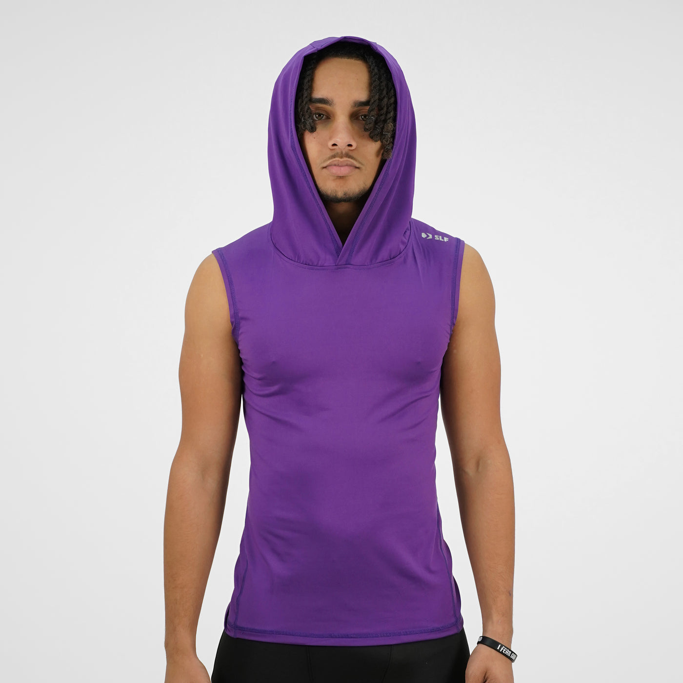 Dark Purple Sleeveless Compression Hoodie