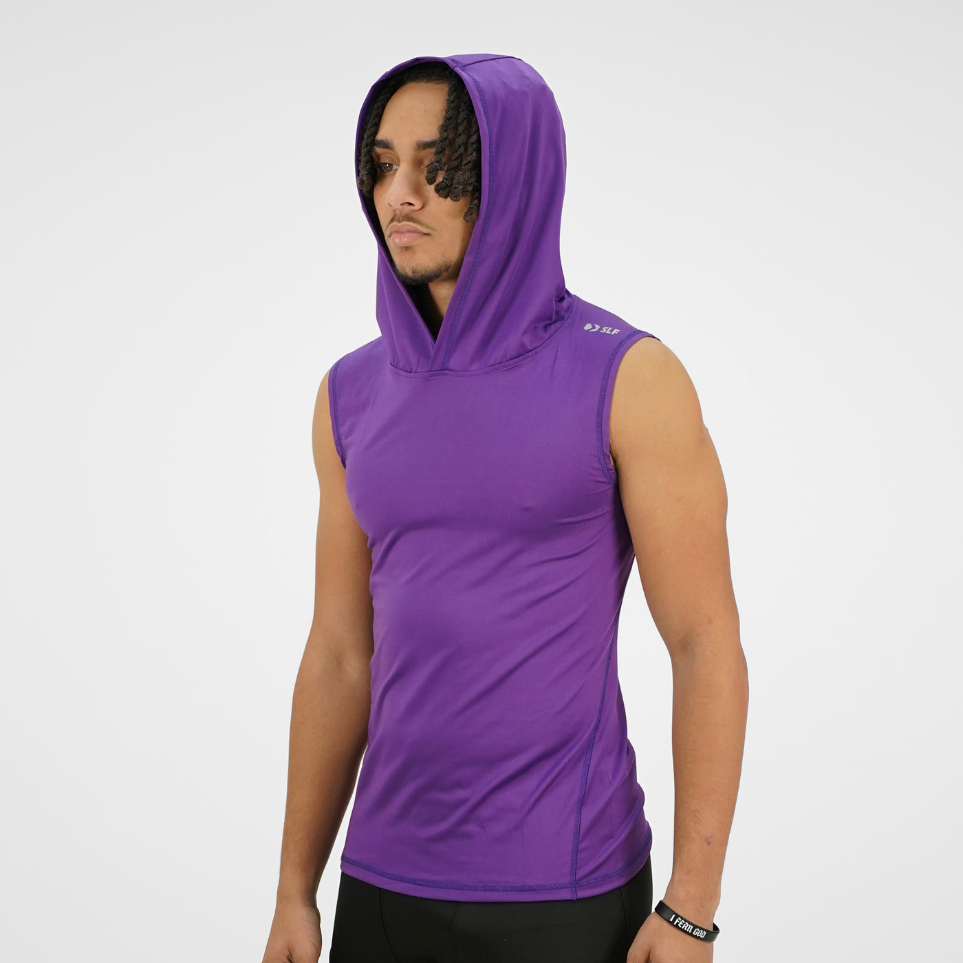 Dark Purple Sleeveless Compression Hoodie