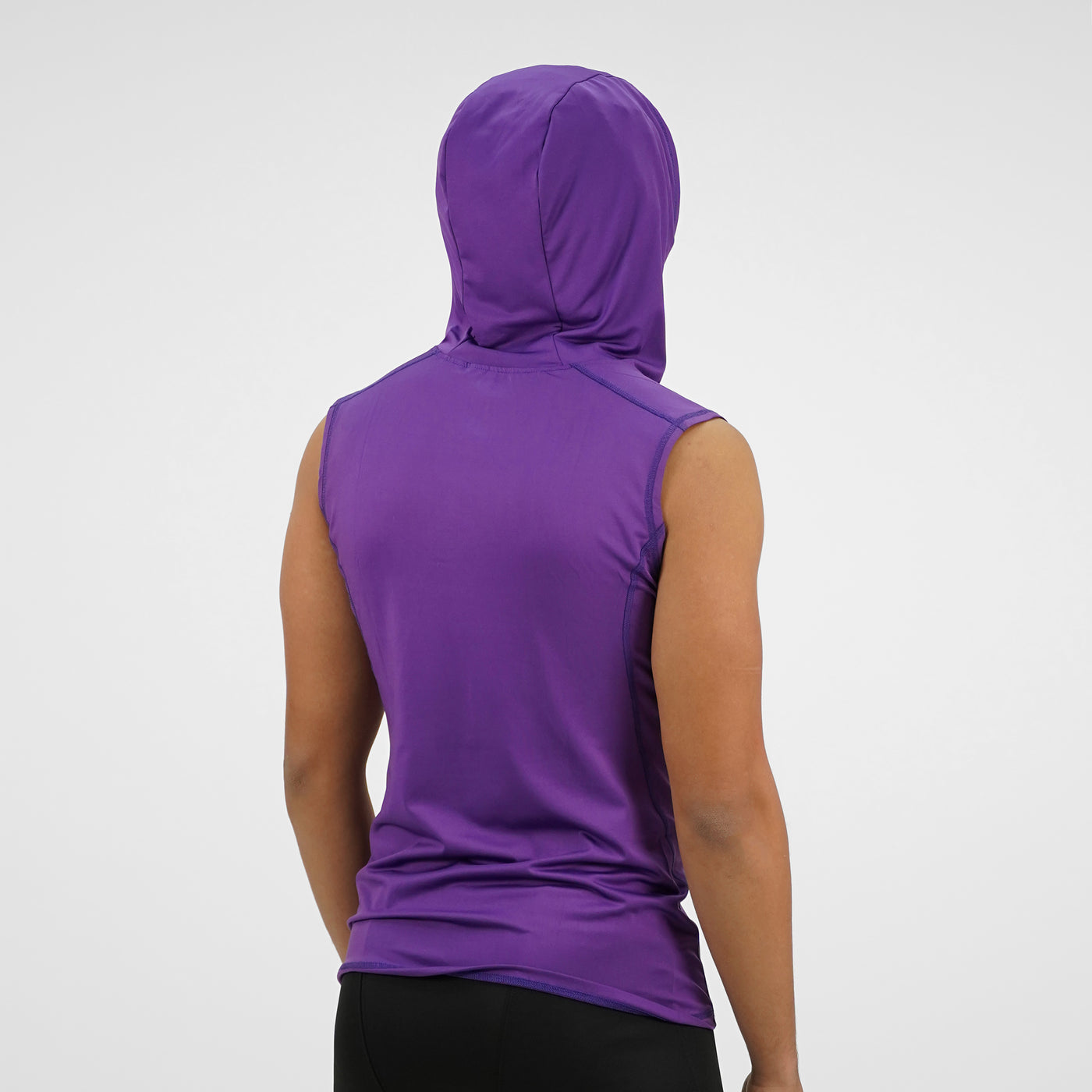 Dark Purple Sleeveless Compression Hoodie