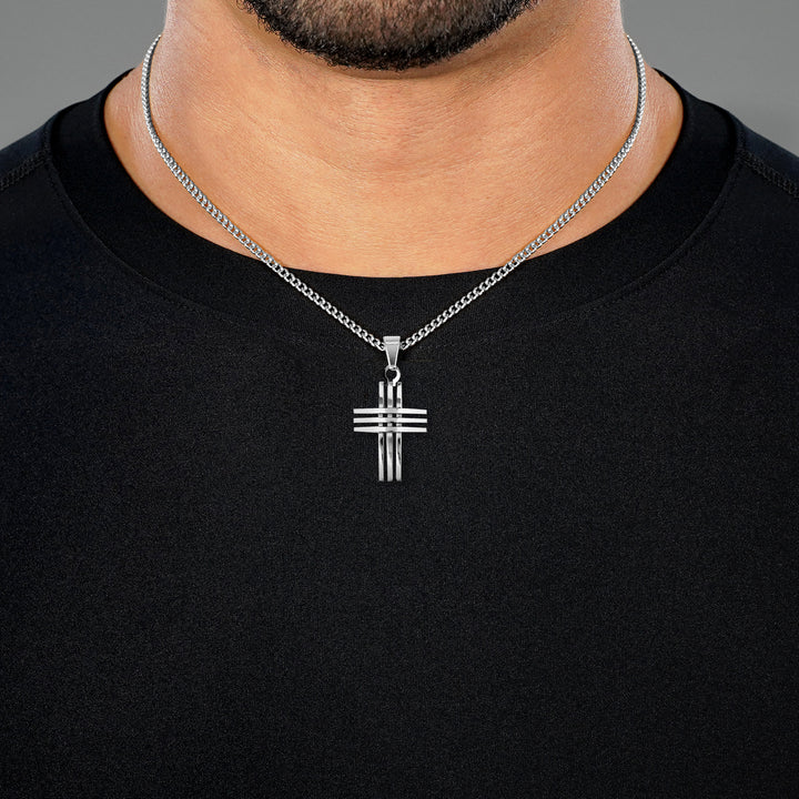 Faith Cross of Blades 1¼" Pendant with Chain Necklace - Stainless Steel