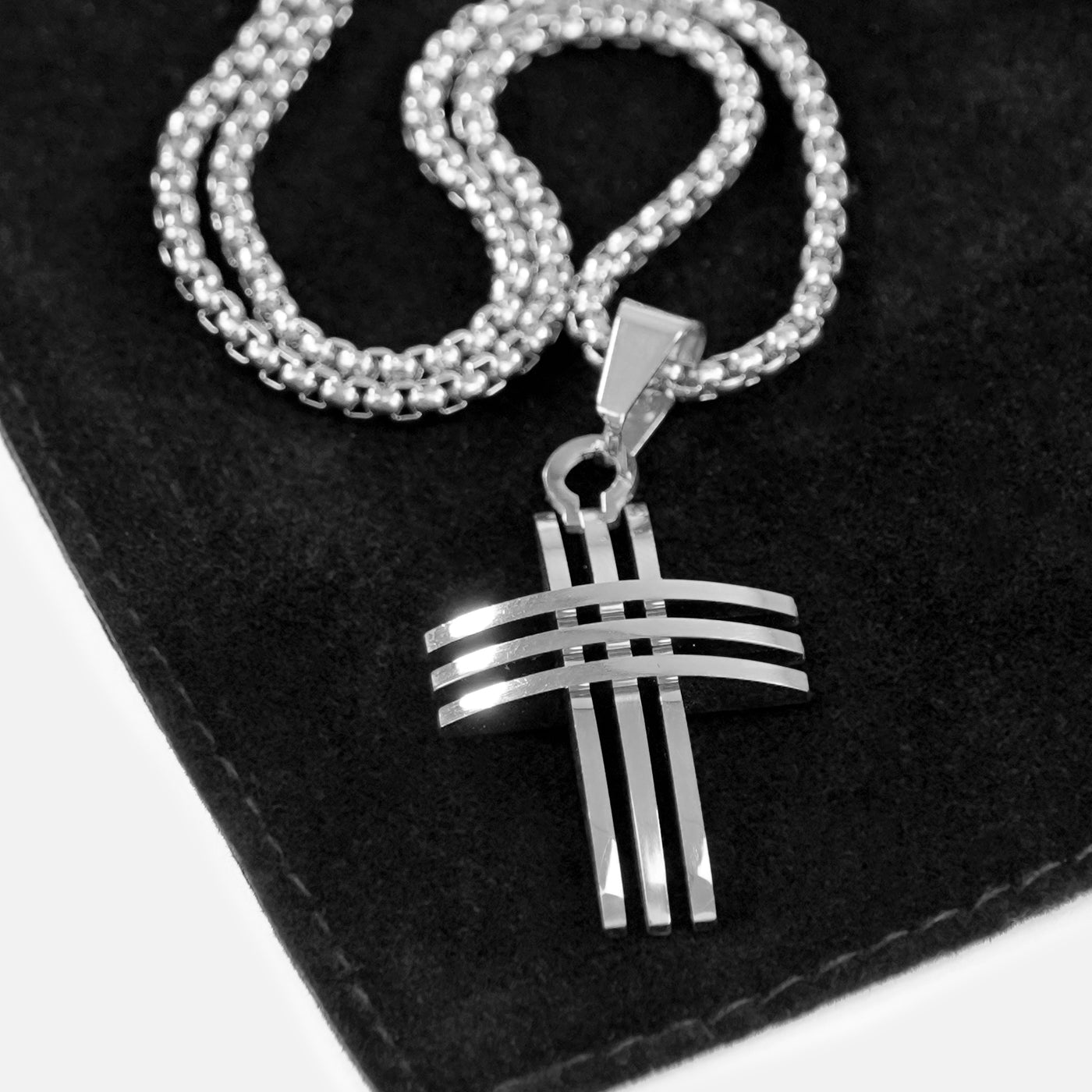 Faith Cross of Blades 1¼" Pendant with Chain Necklace - Stainless Steel