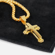 Faith Gothic Cross 1¼" Pendant with Chain Necklace - Gold Plated Stainless Steel