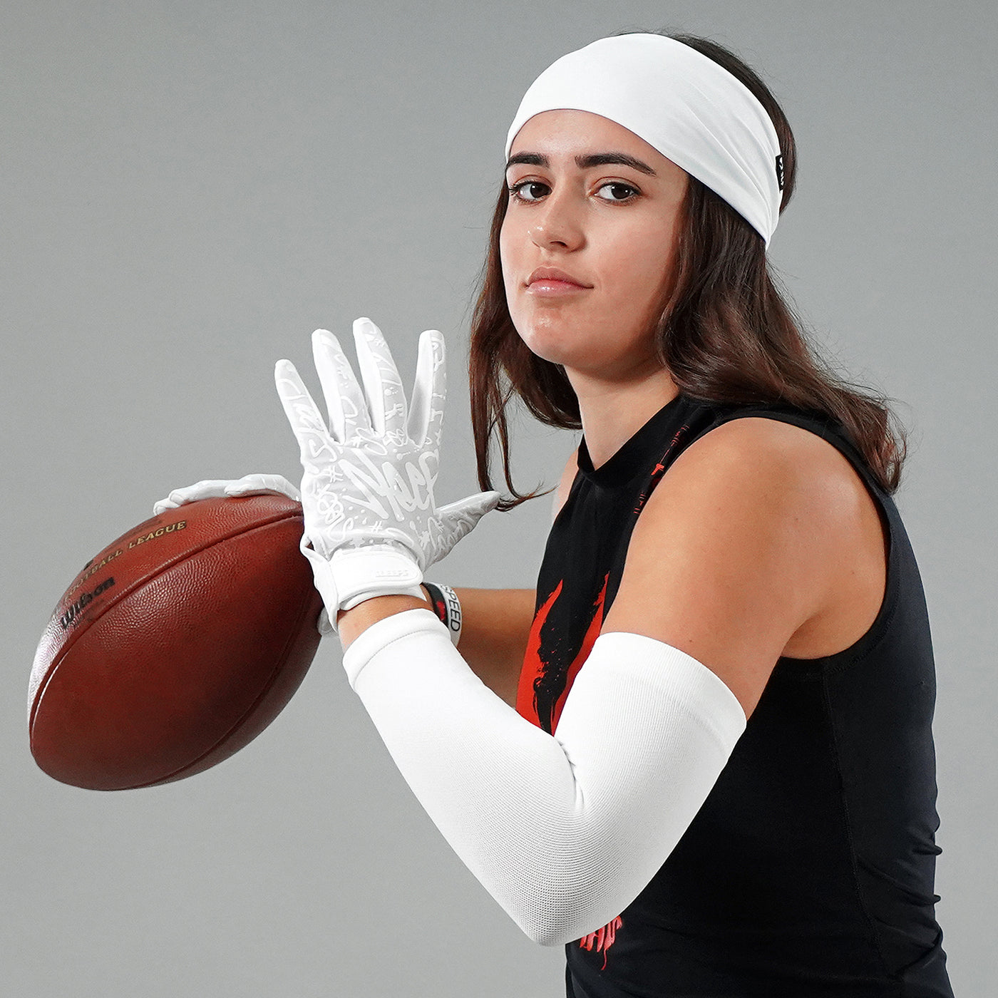 Basic White One Size Fits All Football Arm Sleeve