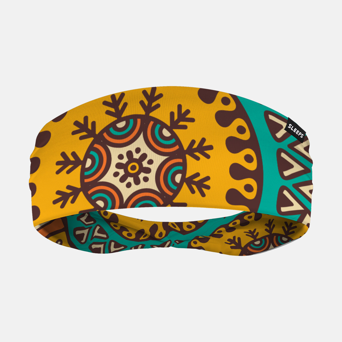 Floral Mandala Yellow Brown Headband