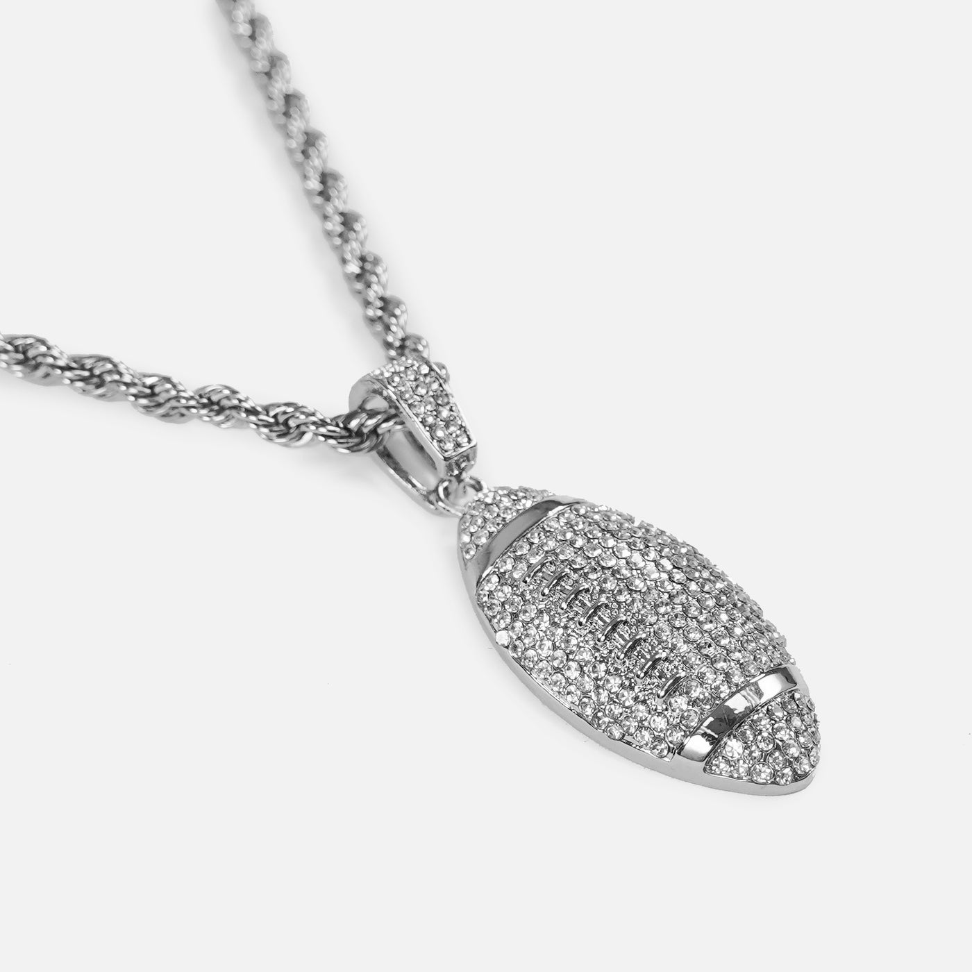 Football 2" Pendant with Chain Necklace - Stainless Steel