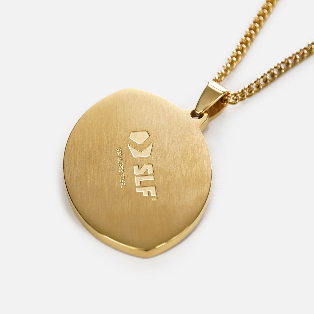 Football Faith Cross Pendant with Chain Kids Necklace - Gold Plated Stainless Steel
