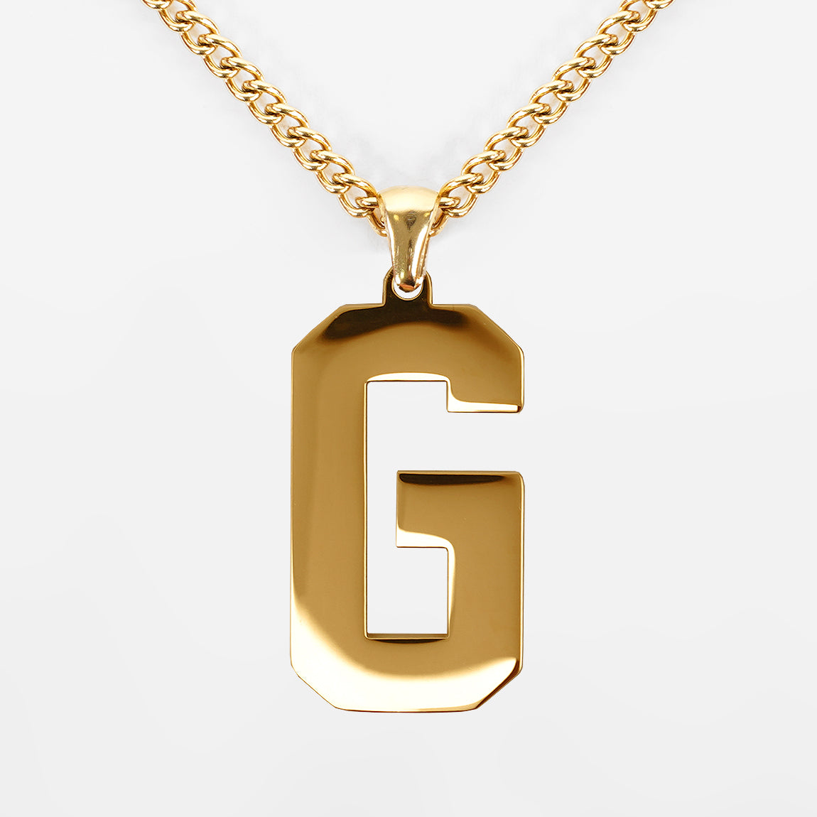 G Letter Pendant with Chain Necklace - Gold Plated Stainless Steel