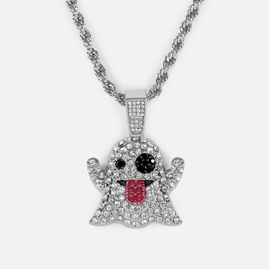 Ghost 1¼" Pendant with Chain Necklace - Stainless Steel