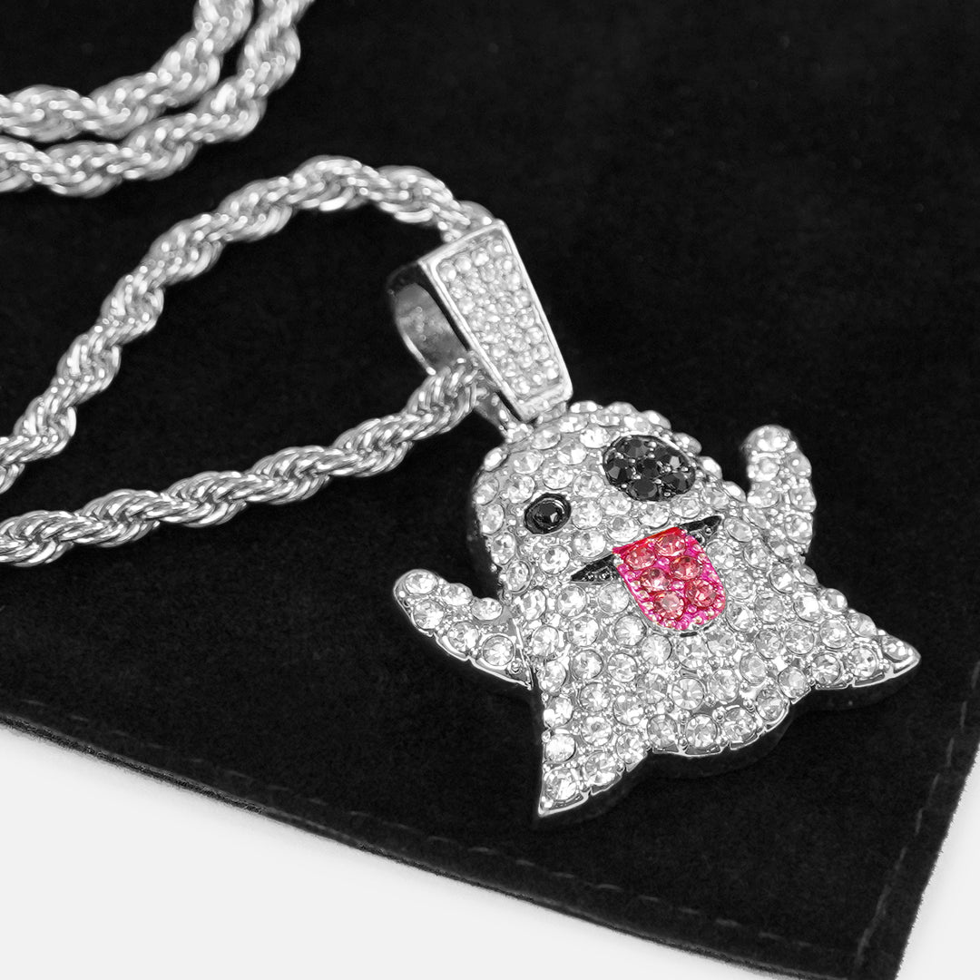 Ghost 1¼" Pendant with Chain Necklace - Stainless Steel