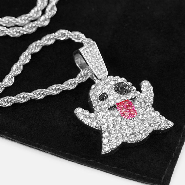 Ghost 1¼" Pendant with Chain Necklace - Stainless Steel