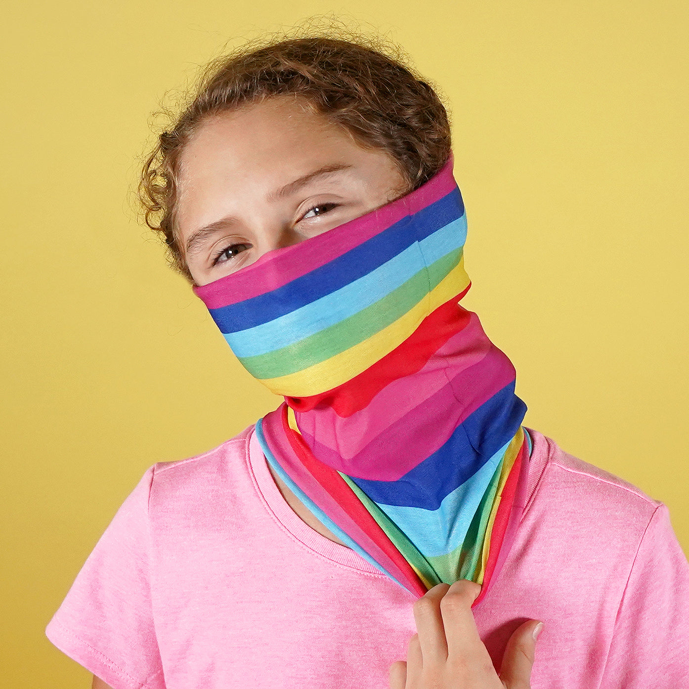 Pastel Rainbow Stripes Kids Neck Gaiter