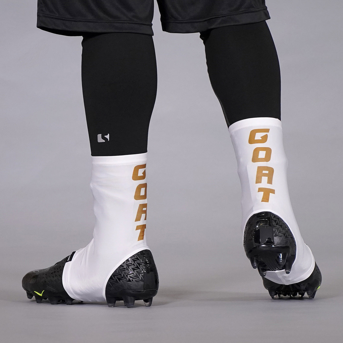 Goat Spell Out White Gold Spats / Cleat Covers